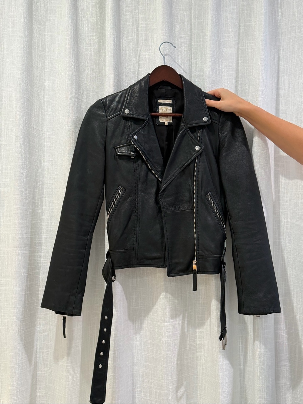 Zara Black Leather Moto Biker Jacket
